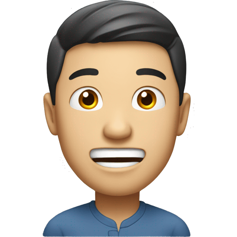 Smiling Chinese man have a surprised emoji