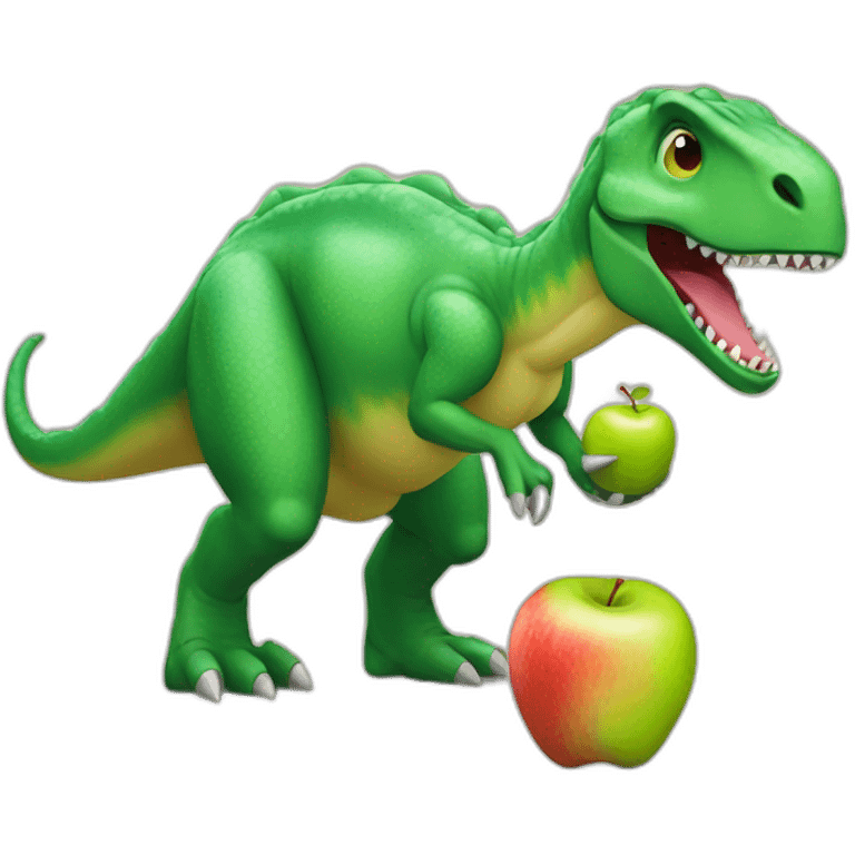 Dinosaur eating apple emoji