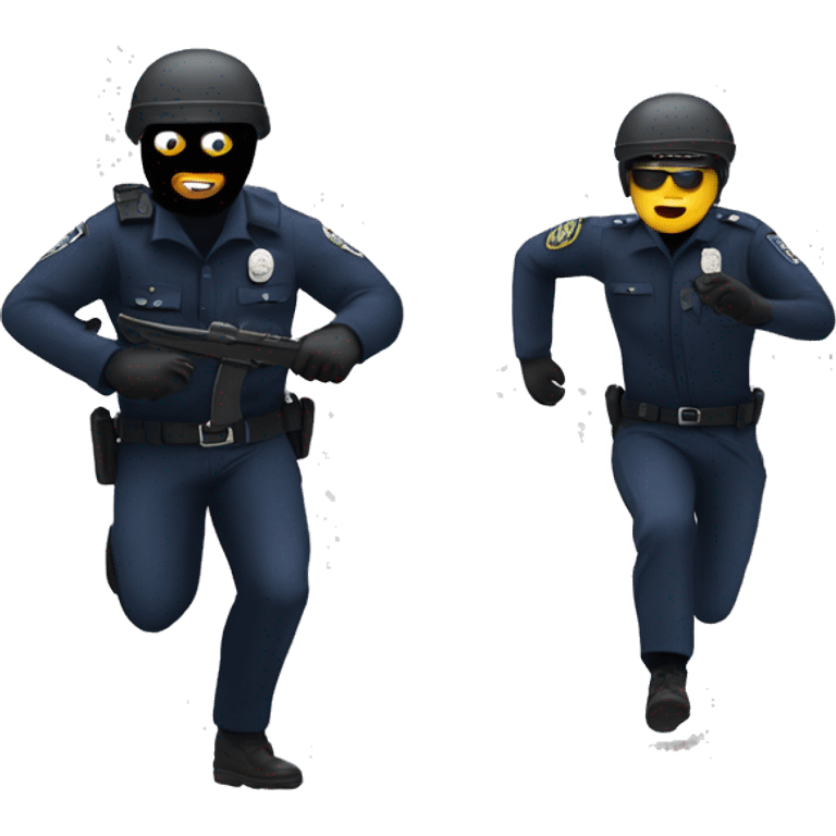 Police officer chasing man in a ski mask emoji