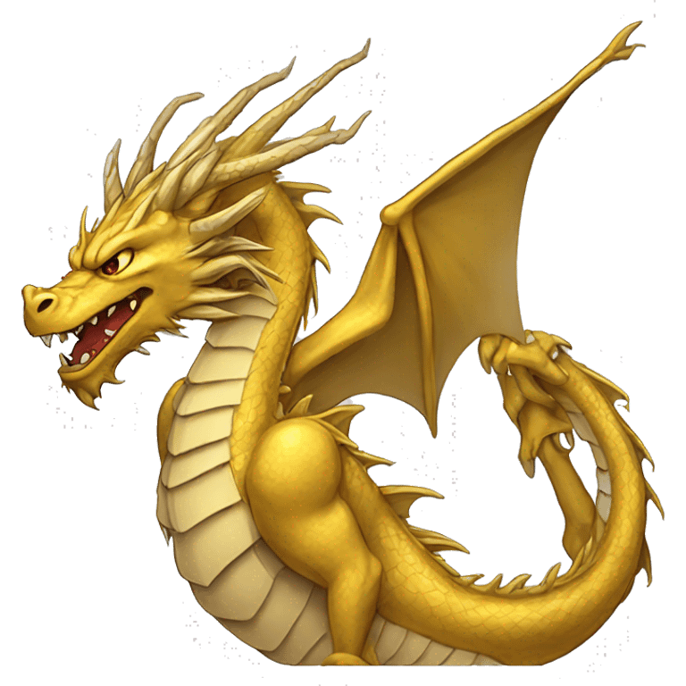 A golden dragon portrait. Very angry and looking left side. Anime style. Very very simple draw. emoji