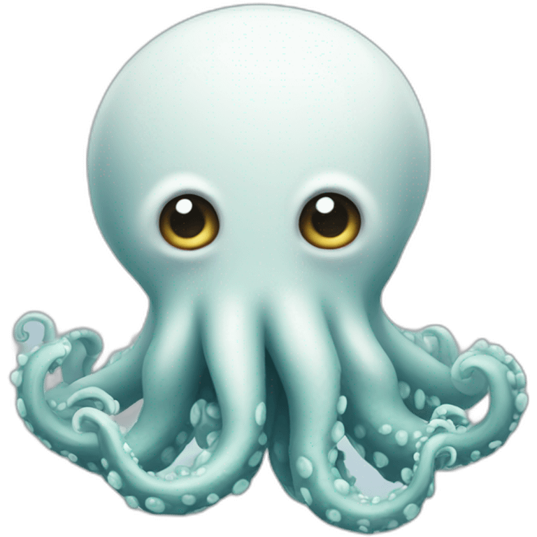 cute white kraken with cute face shy  emoji