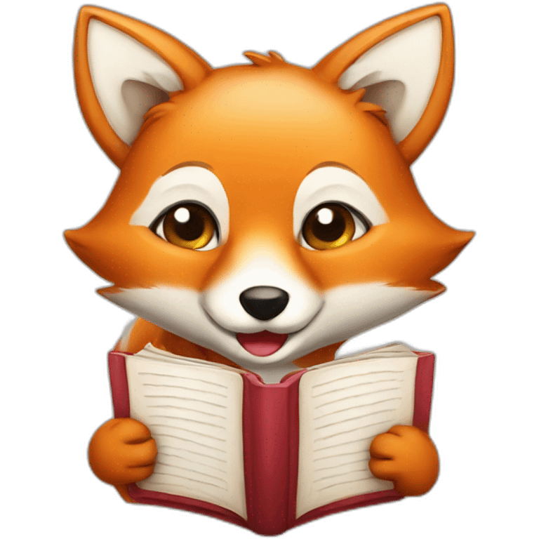 cute smiling fox with a book emoji