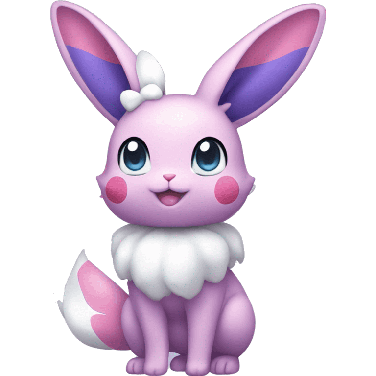 purple Kawaii Sylveon-Bunny-Pokémon full body emoji