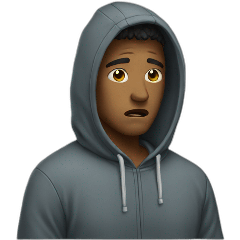 Man crying wearing a hoodie emoji