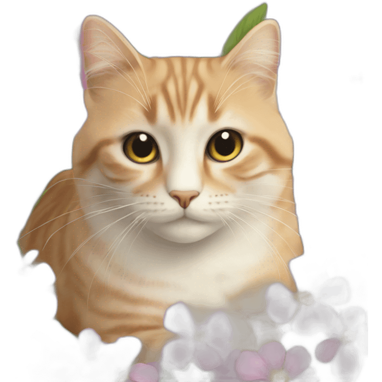 Chat sur fleur emoji