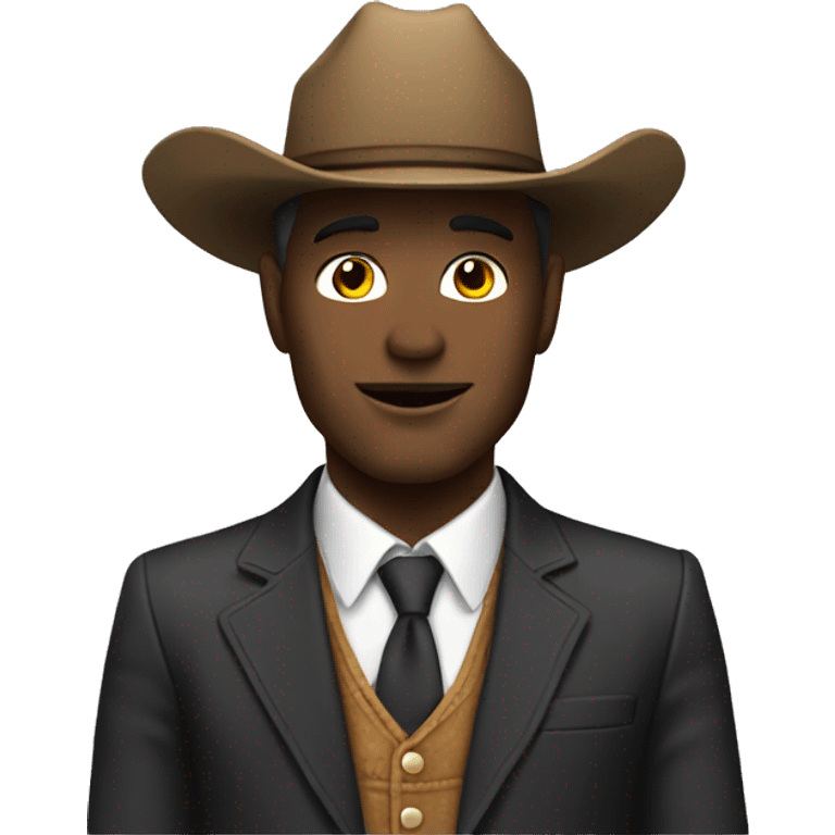 White man in a suit with a cowboy hat emoji