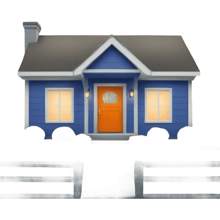 Sapphire colored ranch style house with an orange front door  emoji