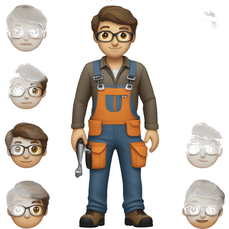 DevDps engineer with glasses and tools with brown hair and work overalls emoji