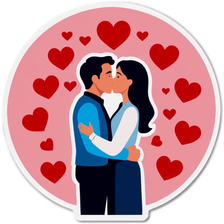 man and woman kissing each other with hearts everywhere emoji