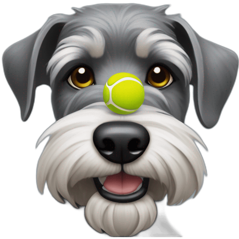 Full schnauzer tennis ball in mouth emoji