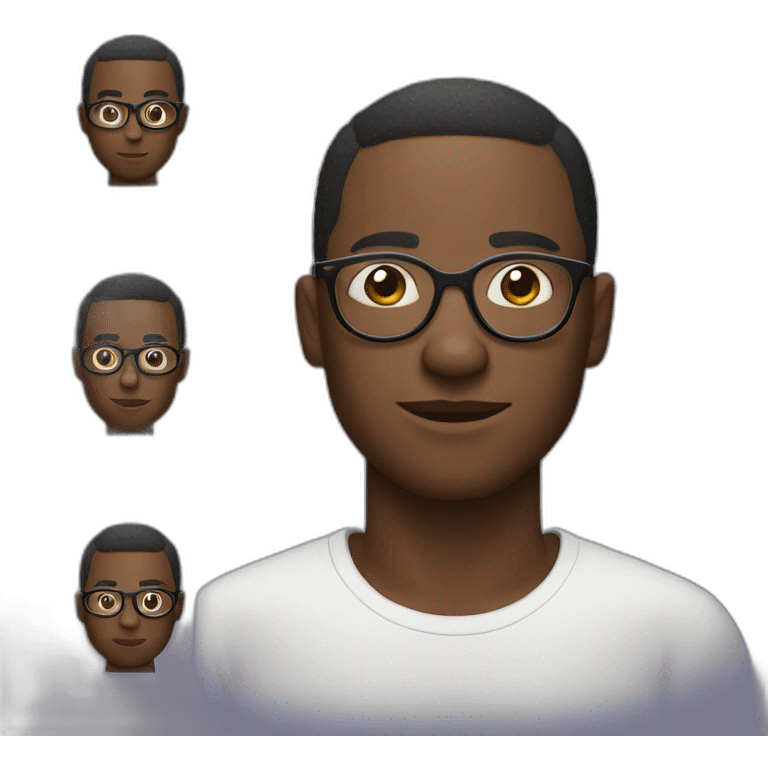 Lights skin African man with short hair in round glasses and a goatte emoji