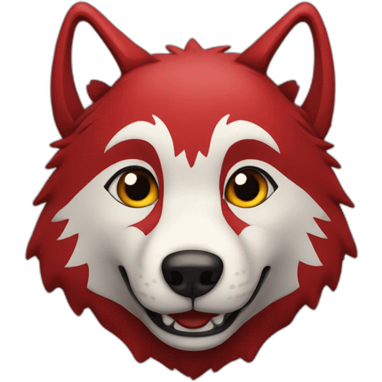 Wolf in happy red and black colour emoji