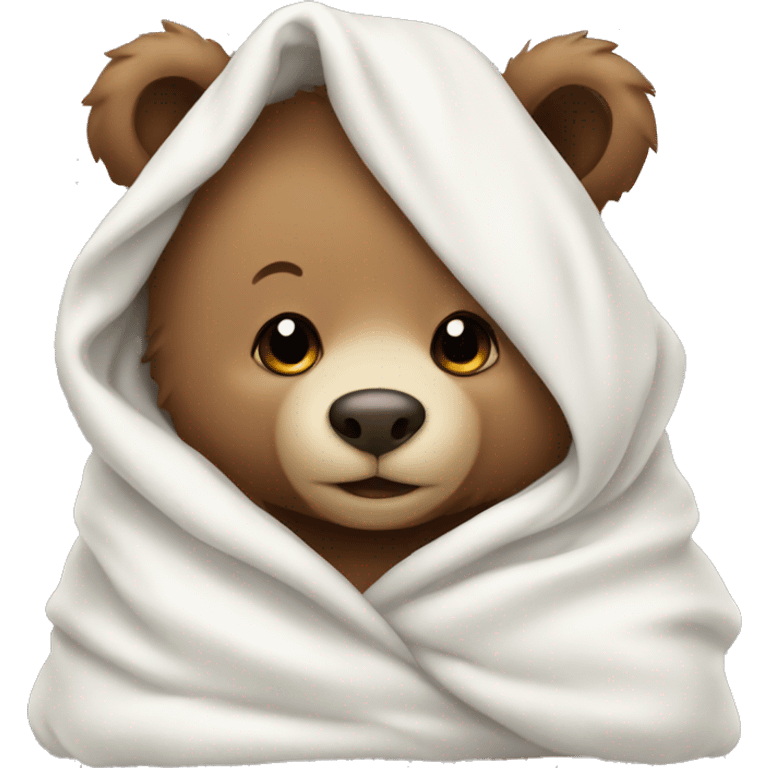 baby bear wearing a white blanket emoji