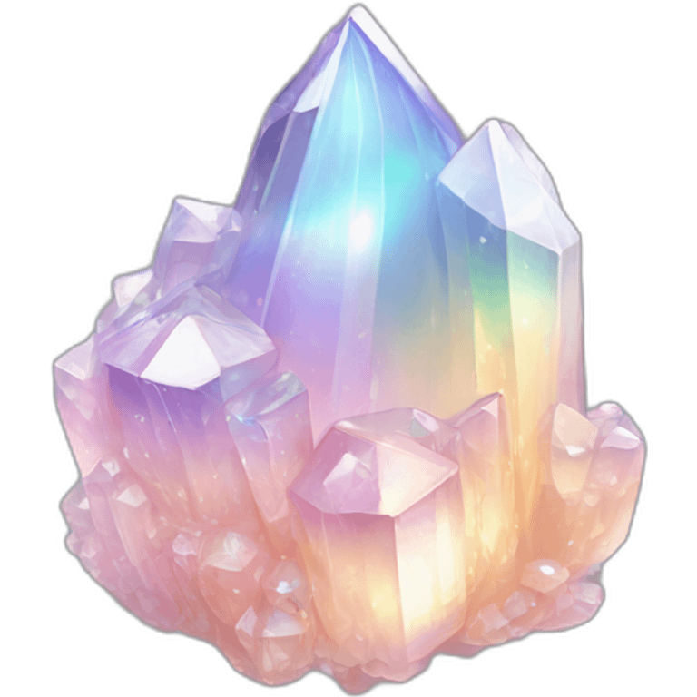 glossy Pastel whitish iridescent glass rainbow crystal cluster emoji