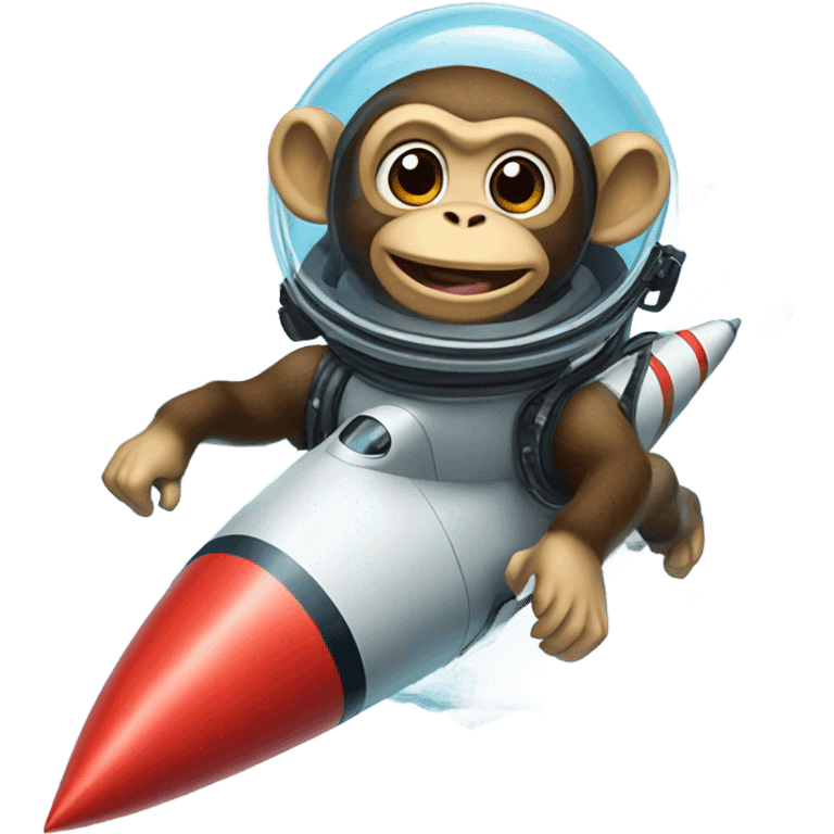 Monkey controlling rocket ship flying underwater emoji