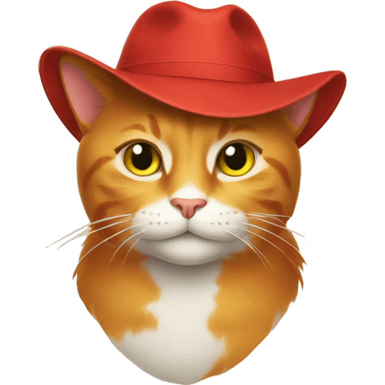 Red cat with yellow hat  emoji