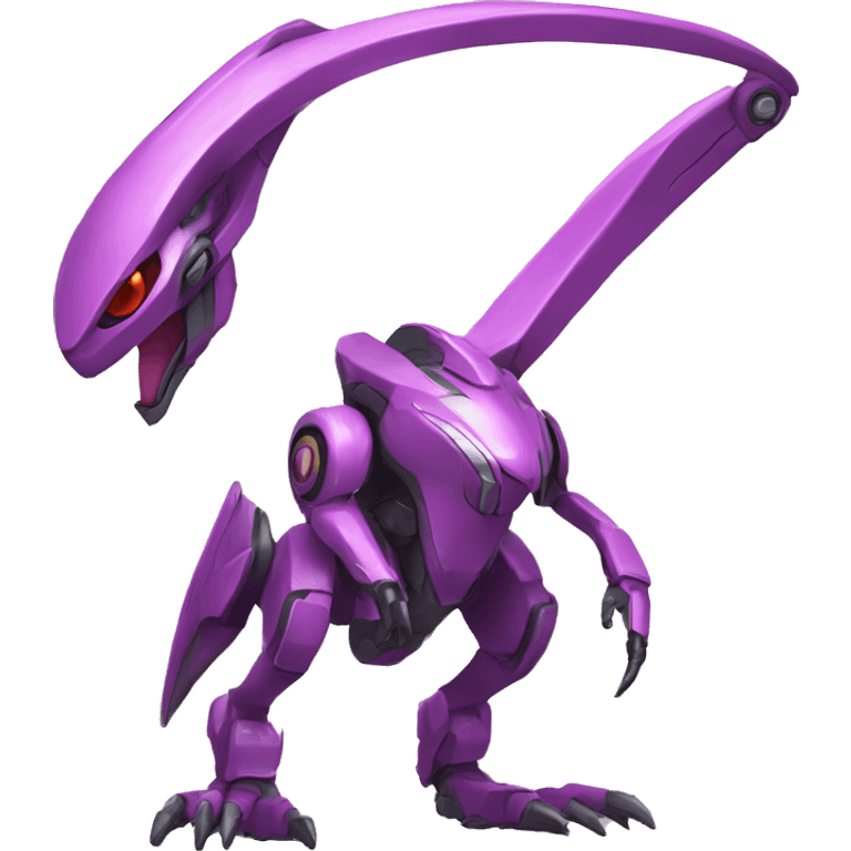 a Genesect-Raptor-Fakémon—hybrid with a futuristic visor-helmet full body emoji