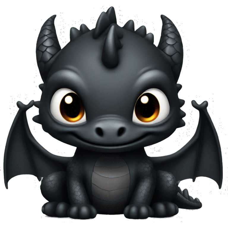 cute black dragon, happy emoji