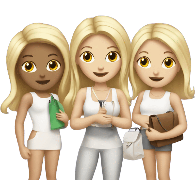 three blonde white girls with tiny white bag  emoji