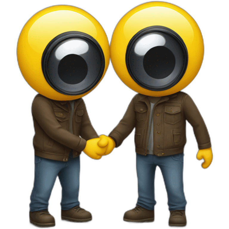 two photo caméra friend greeting each other emoji