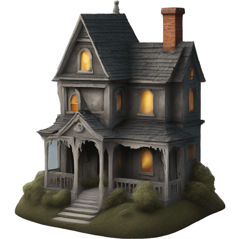 Haunting graveyard field Pre-Victorian mansion birdhouse  emoji