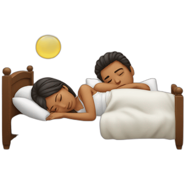 Sleeping young couple in one bad emoji