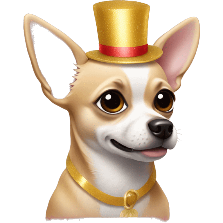 Chihuahua in a New Year's costume emoji