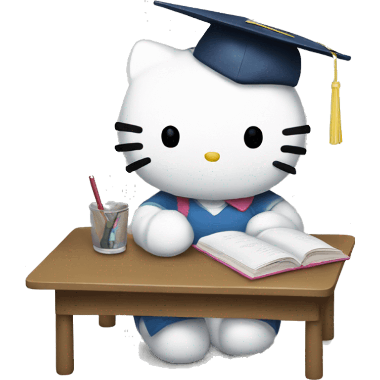 hello kitty studying emoji