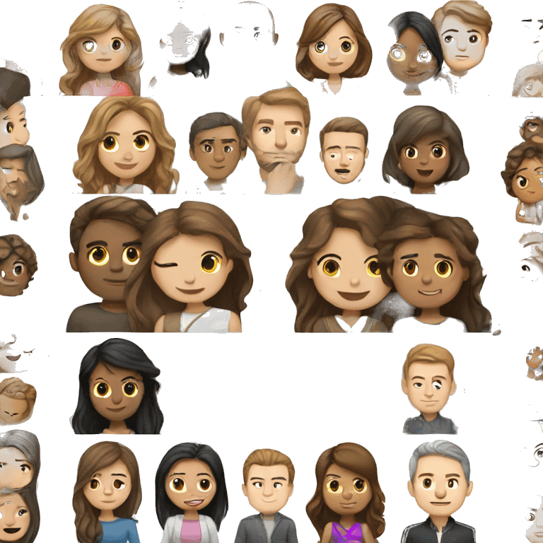 Brown haird asian girl with brown hair white guy emoji