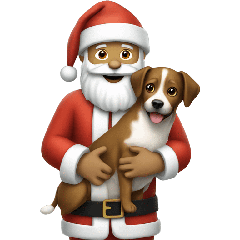 Santa holding dog emoji