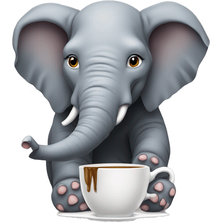 Elephant drinking coffee emoji