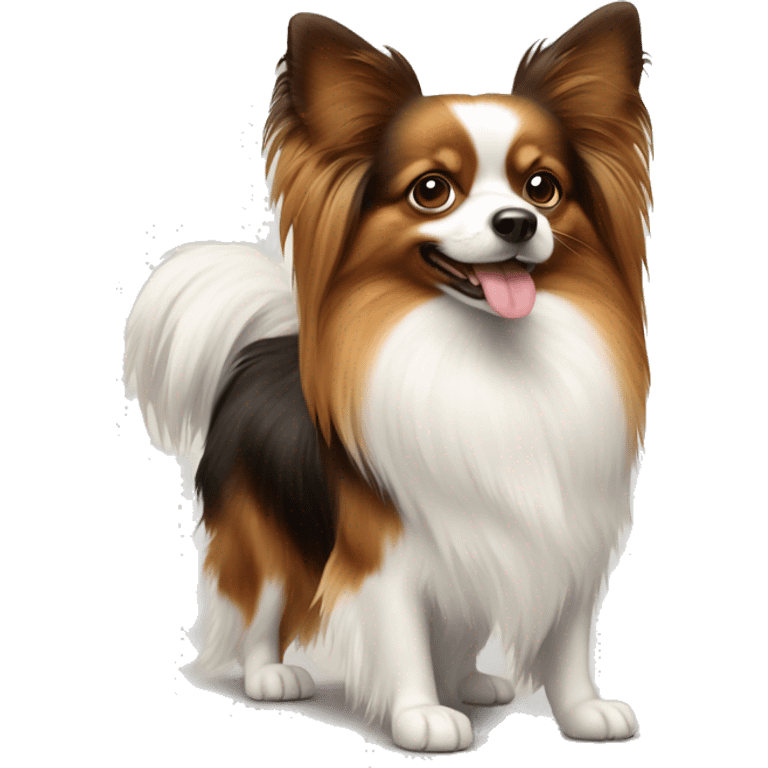 A papillon dog with spitz dog emoji