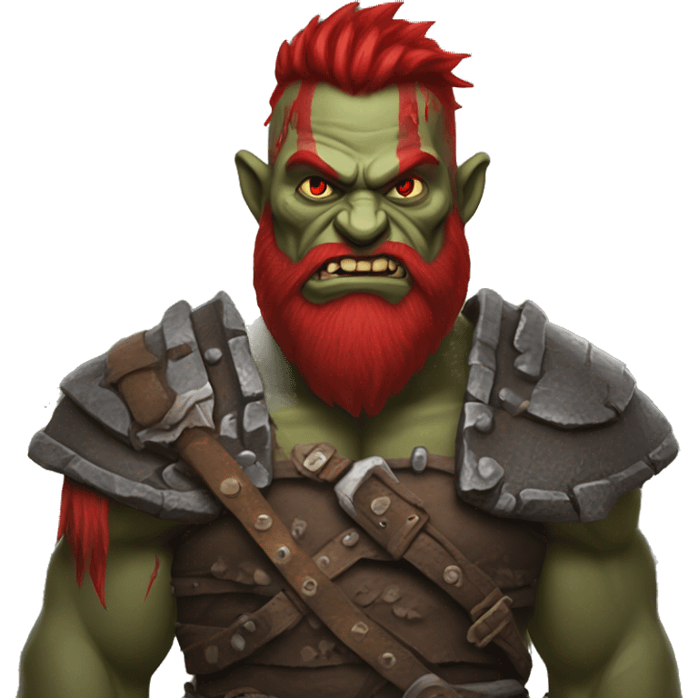 Berserker orc with red beard & red mohican emoji