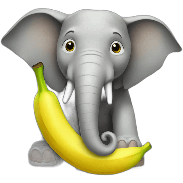 Banane sur éléphant emoji