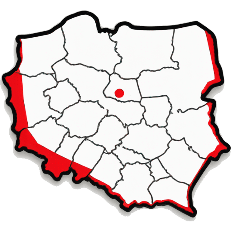 Map of Poland with white and red colour emoji