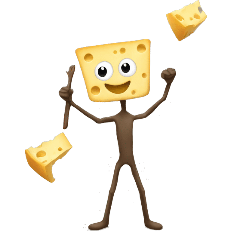 Stick man with text saying cheese time emoji