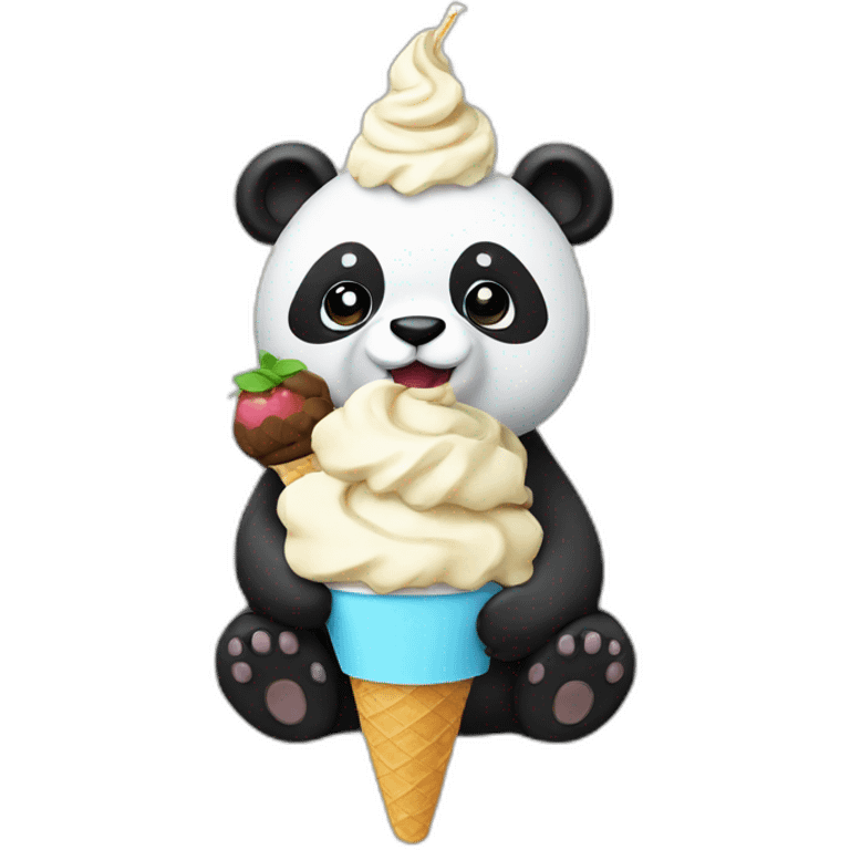 Panda eating ice cream emoji