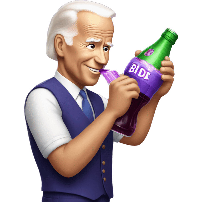 Joe Biden drinking violet soda emoji