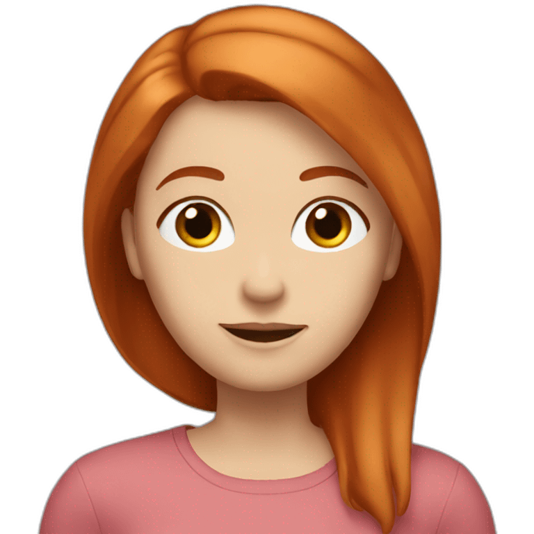 redhead white woman with medium long straight hair, saying evetything is ok emoji