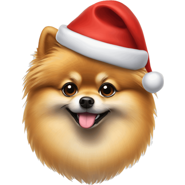 Pomeranian with Santa hat emoji