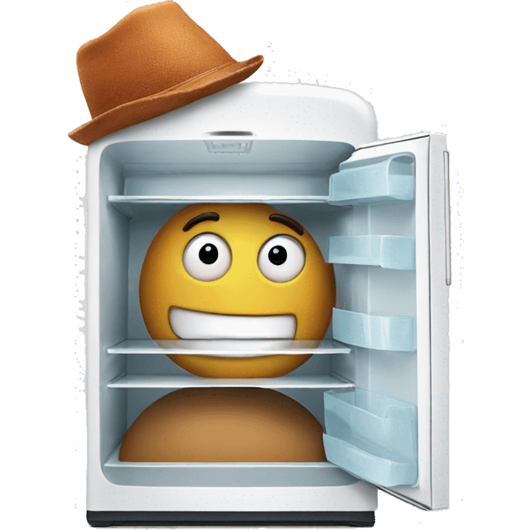 Fridge wearing a hat emoji