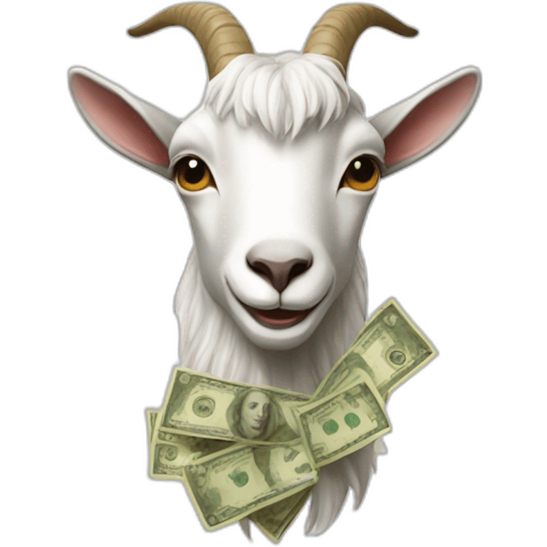 Goat with money falling emoji