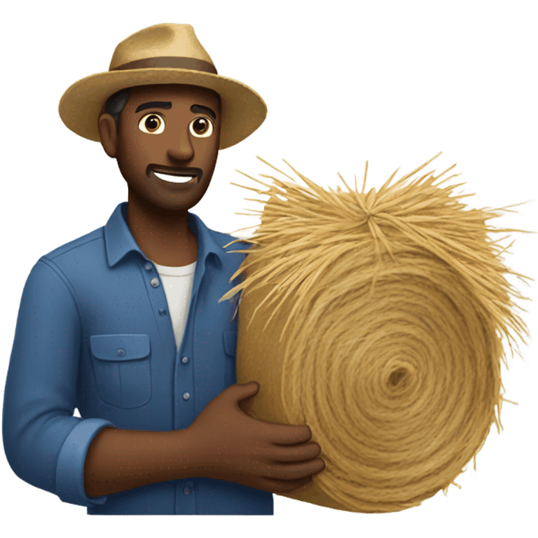 A man with a hay emoji