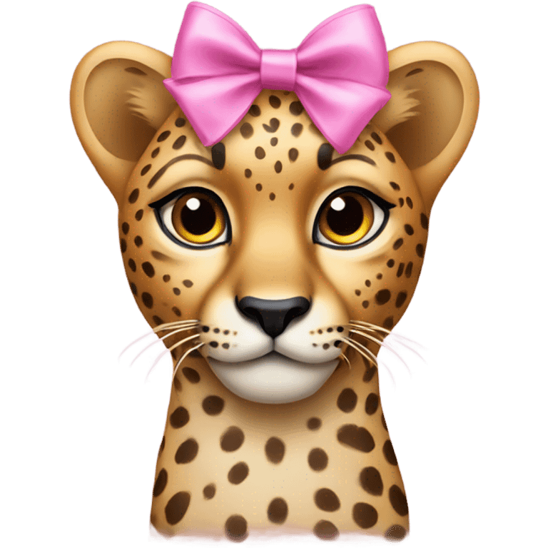 Cheetah with a pink bow emoji