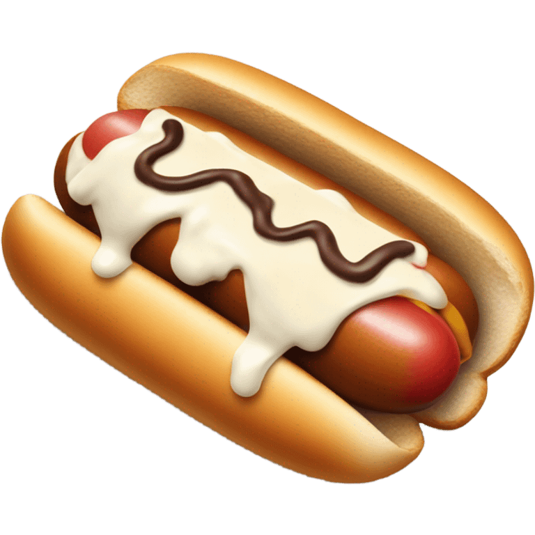 hot dog with mayonnaise and chocolate emoji