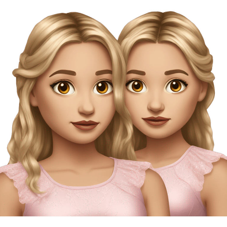 hyperrealistic drawing Olsen Twins in dresses emoji