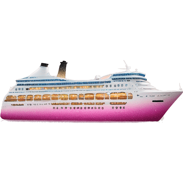 Pink ombre cruise ship with glitter emoji