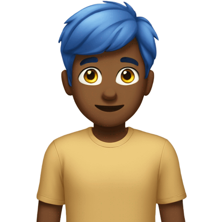 boy in blue shirt indoors emoji