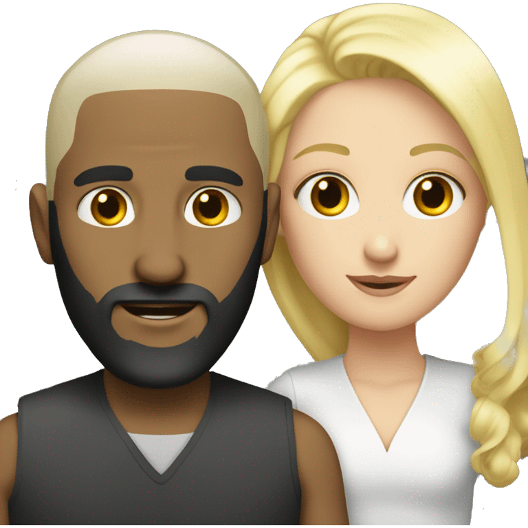 Blonde girl with bald white man with dark beard  emoji