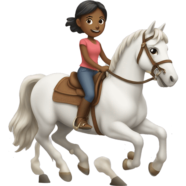 Girl pretending to ride a horse emoji